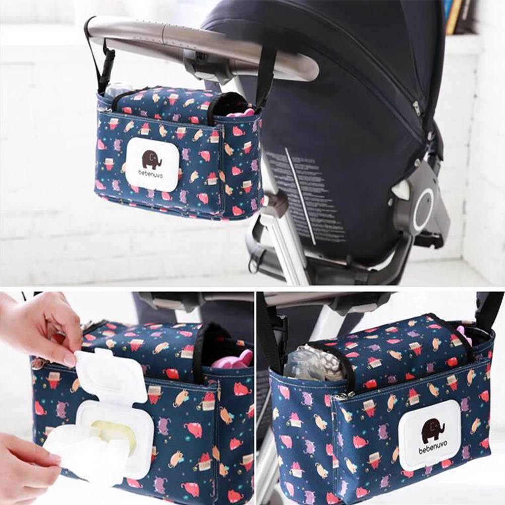 

Sundries Organizer Mummy Bag Hanging Diaper Store Large Capacity Baby Carriage Nylon Adjustable Stroller Bag Bottle Holder