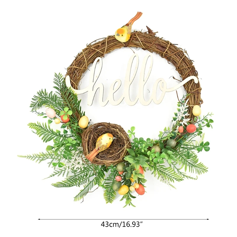 

Пасхальная гирлянда с яйцами, венок из ротанга, искусственный цветок на дверь, пасхальное украшение H58C