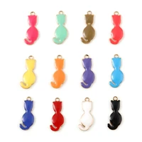 5pcs cute enamelled cats charms double sided enamel animal cat sequins pendant for colorful diy earring jewelry finding pendants