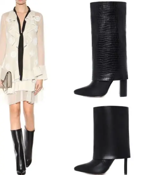 

Женские сапоги до середины икры Moraima, кожаные сапоги с острым носком, на тонком каблуке, обувь для верховой езды, Лидер продаж