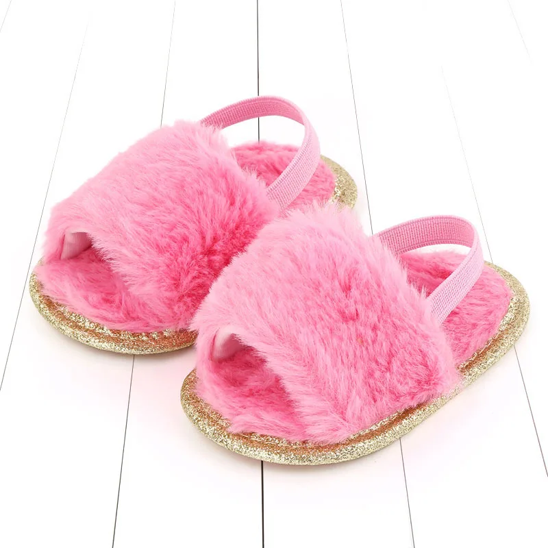 

Cute Baby Kids Summer Children Letters Plush Slippers Anti-slip Sandals Indoor Outdoor Shoes Newborn Toddler With Heel Outfit