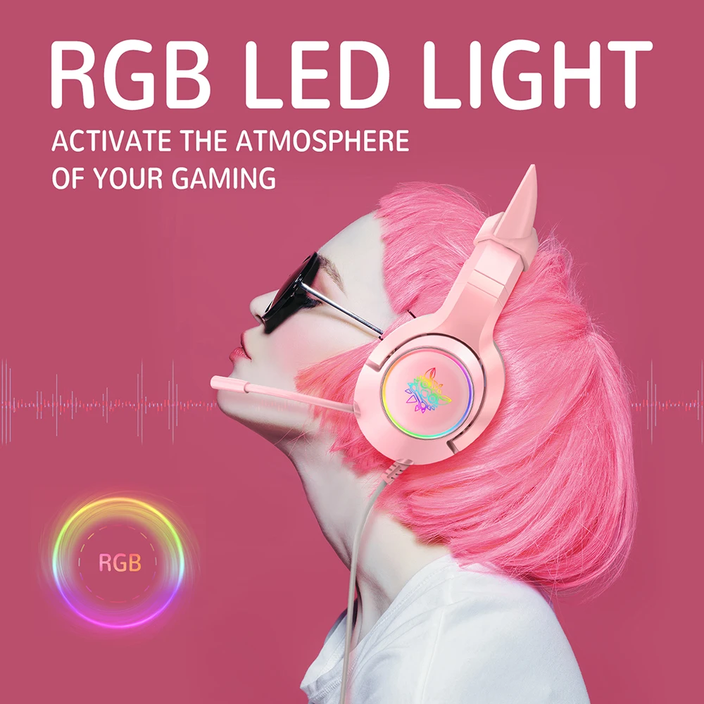 

Cat Ear Headphones Girls Gaming Headset for PC Laptop Xbox One Headsets RGB Lights Stereo Earphone with Microphone