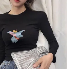 Женская футболка с медведем новинка 2019 осенняя женская длинным рукавом и