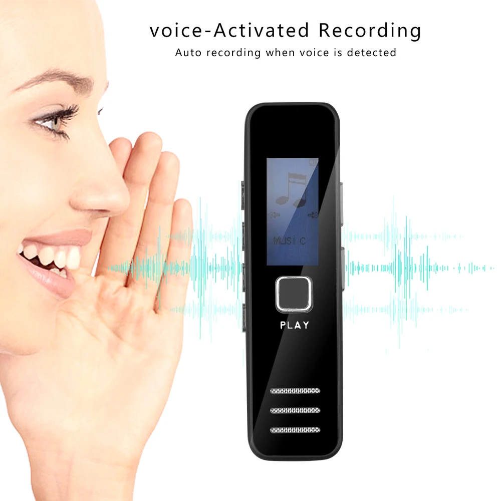 Цифровой диктофон Kebidumei записывающий mp3 плеер 20 часовой мини с поддержкой TF карты