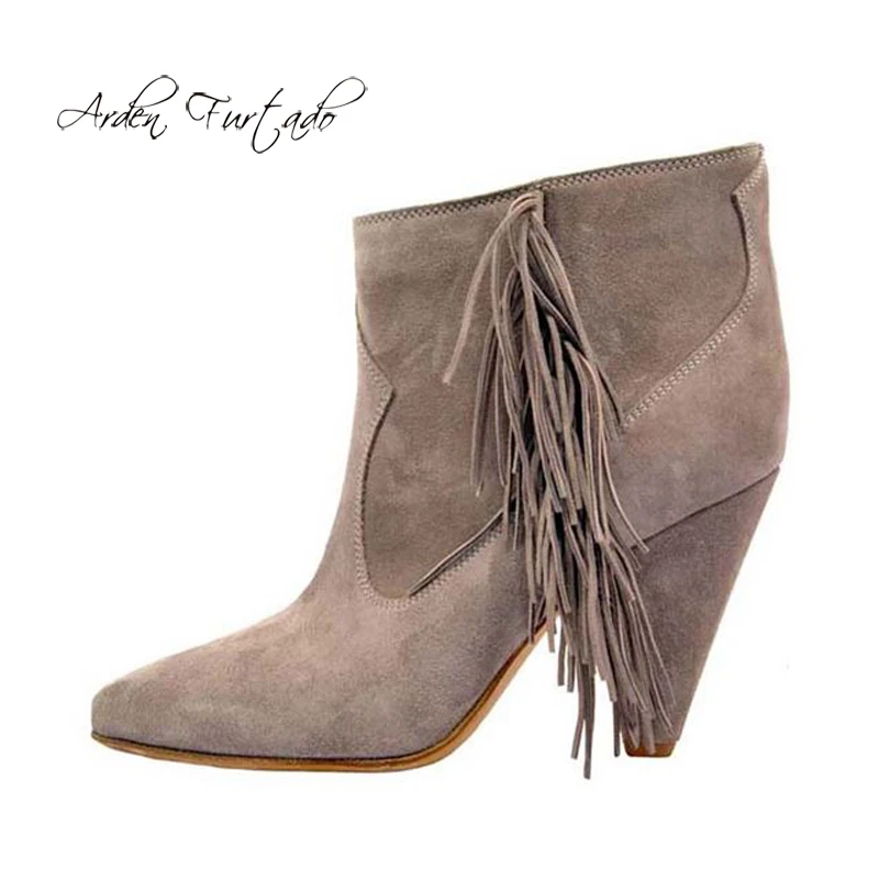 Модная женская обувь с острым носком сексуальные элегантные женские ботинки