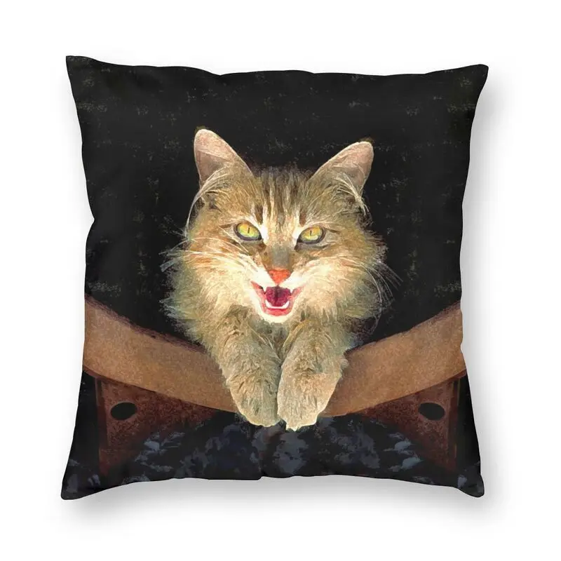 

Mad Yellow Tabby Cat Cushion Cover Double Side Printing Animal Throw Pillow Case for Living Room Cool Pillowcase Home Decoration