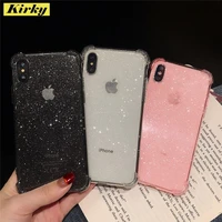 shining glitter powder black phone cases for iphone 13 12 11 pro xs max xr 8 7 plus transparent soft shockproof bling back cover