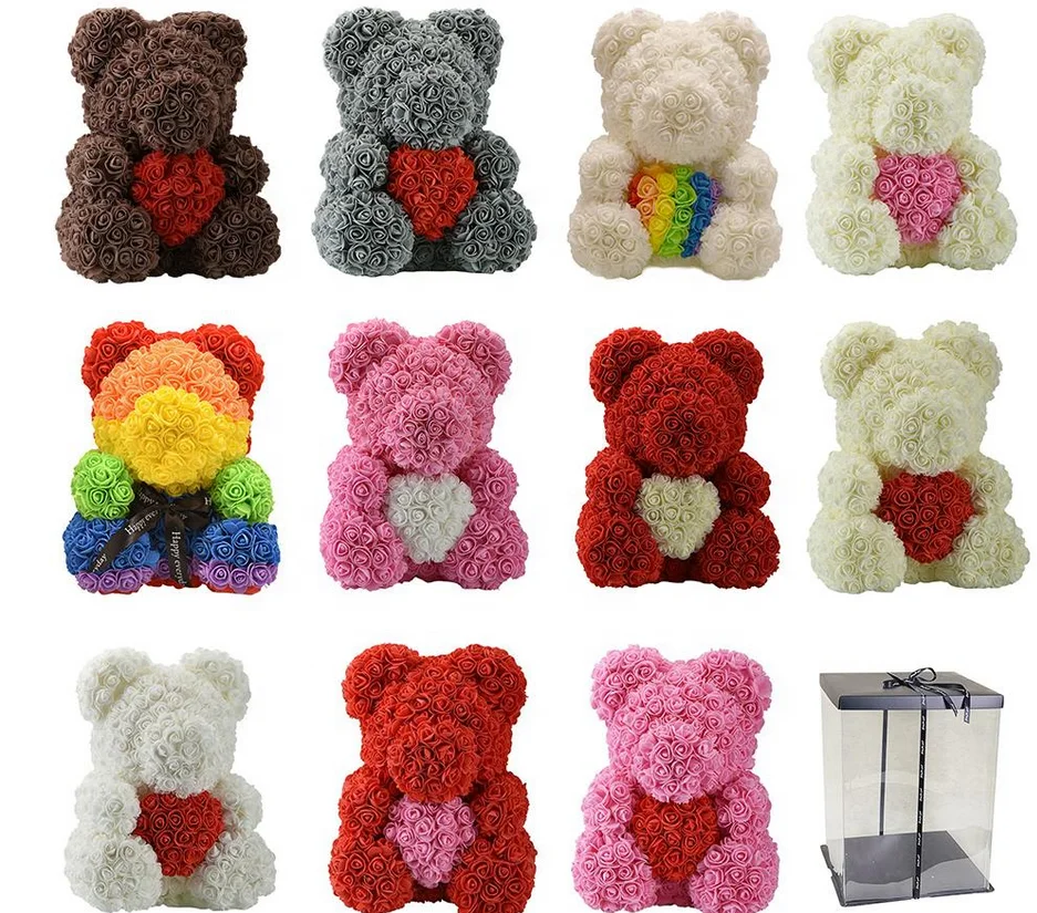 

Rose Bear 40cm Teddy Bear with Heart for Women Gift Bear With Flower