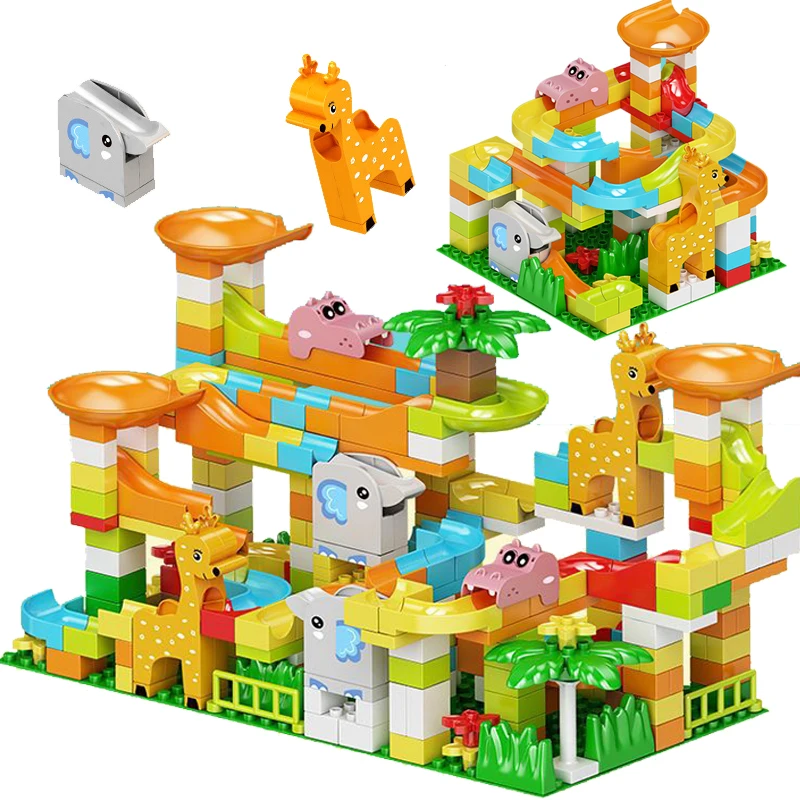 

Скользящие блоки в виде животных, гоночный бег «сделай сам», большой размер, строительные блоки, фигурки, лабиринт, шарики, кирпичи, игрушки ...