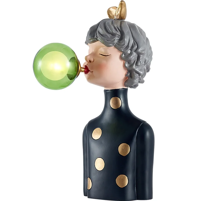 

Bubble Girls Table Lamp Bedside Modern Stained Glass Desk Lamp Bedroom Nightstand Light Kid Study Lighting Fixtures Home Decor