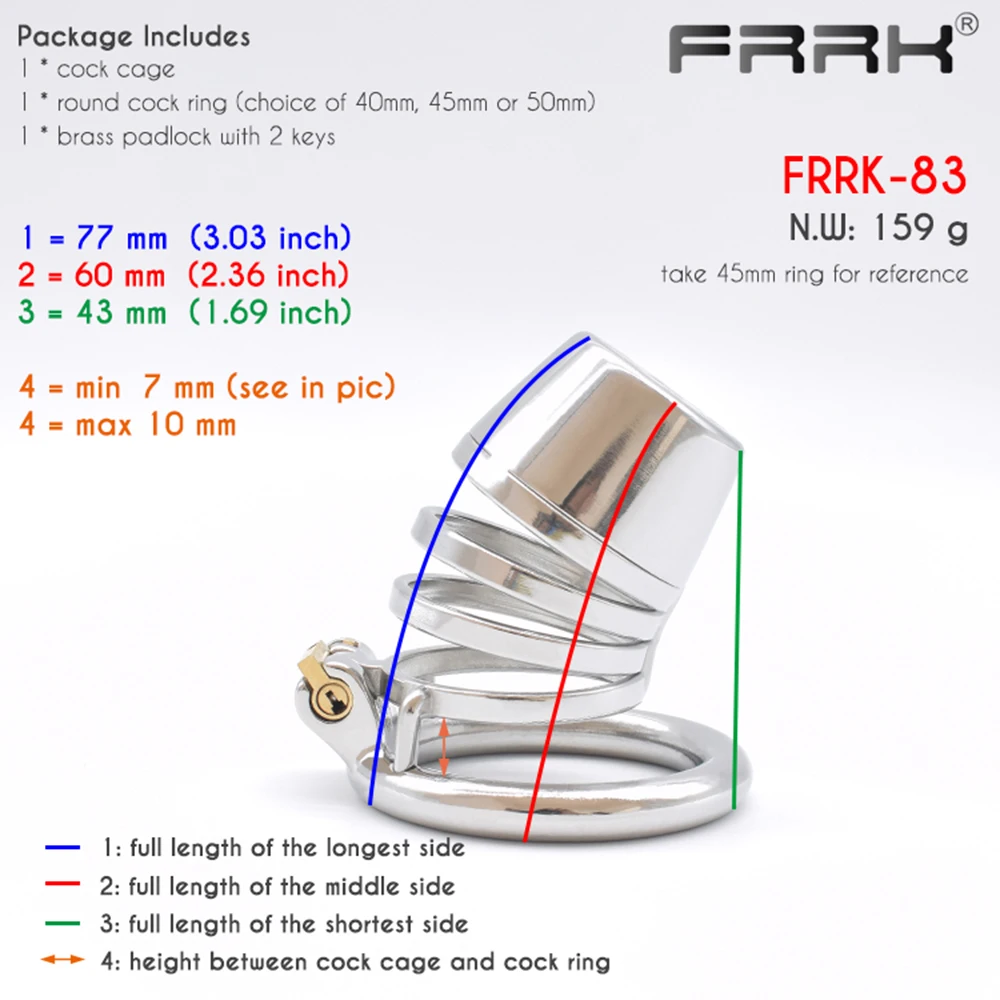 FRRK металлическая клетка верности Стальные Кольца для пениса закрытое мужское