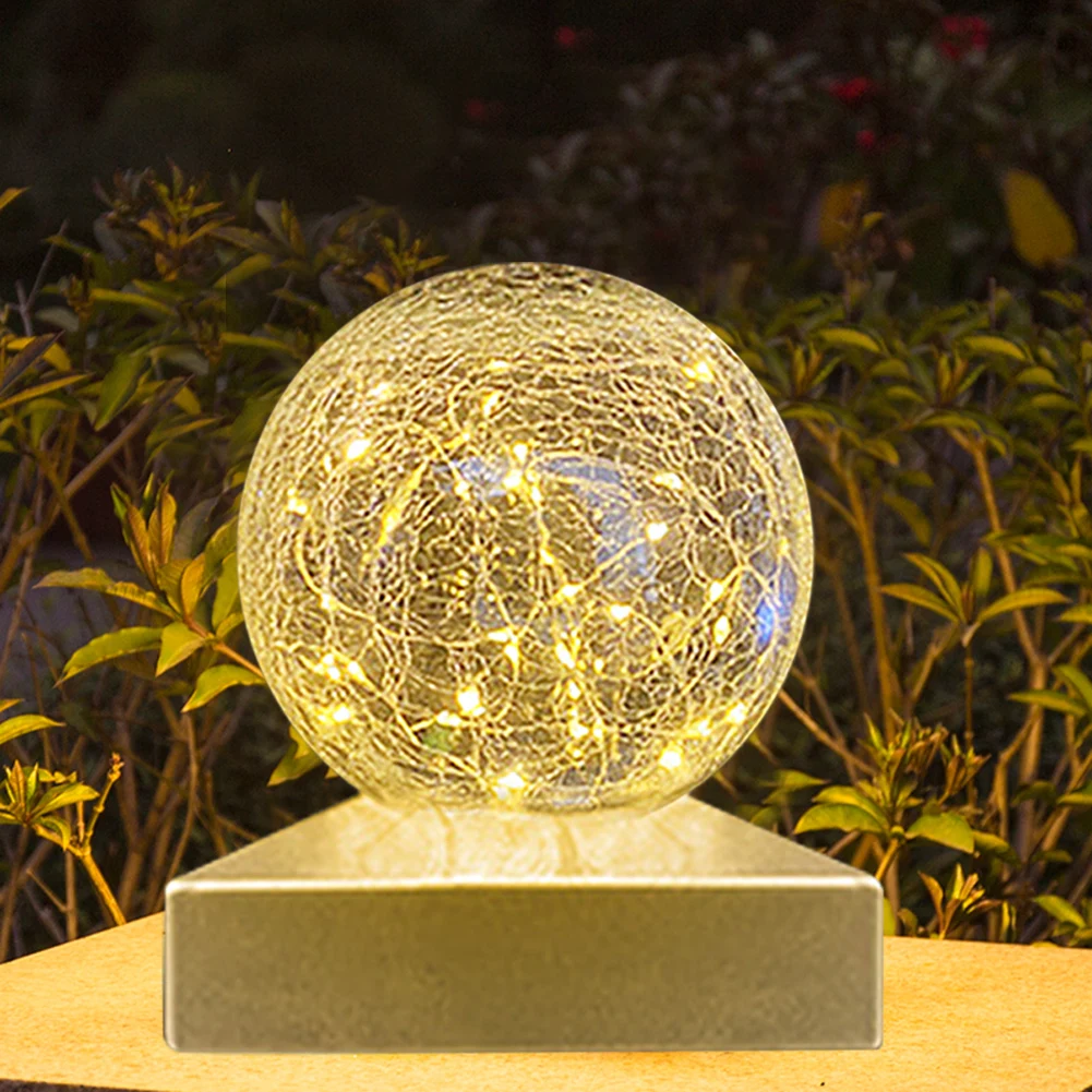 

LED Solar Glass Ball Lamp Waterproof Solar Energy Outdoor Column Head Night Light for Garden Fence Landscape Lighting Ornament