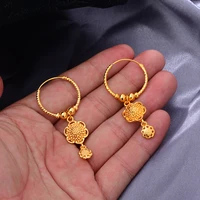 dubai small 24k gold color earrings for women twist african party wedding gifts earrings gift