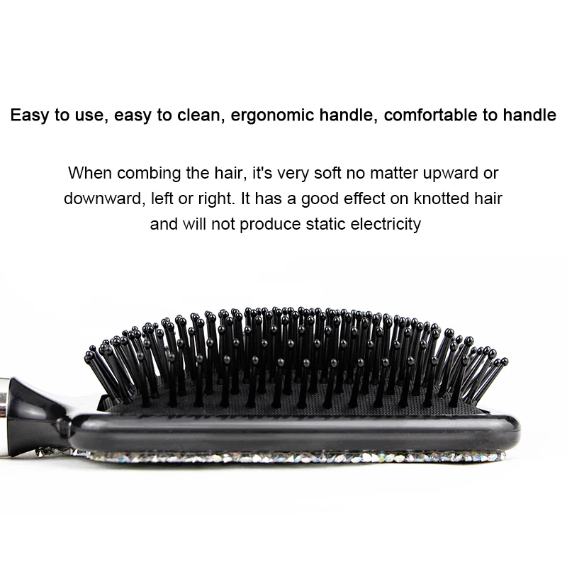 

1PC Girl Crystal Quicksand Diamond Hairdressing Comb Anti Static Massage Hairdressing Comb Styling Tools Black Makeup
