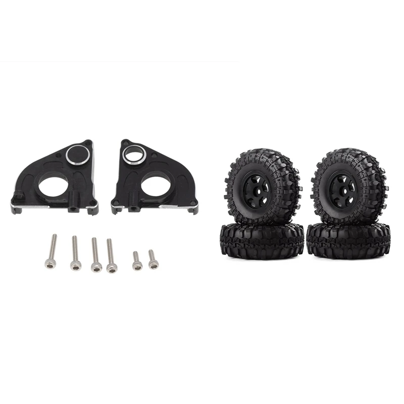 

Transmission Case Center Gearbox with 4Pcs 1.0 Beadlock Wheel Rims Tire Tyres Set for 1/24 RC Crawler Axial SCX24 90081
