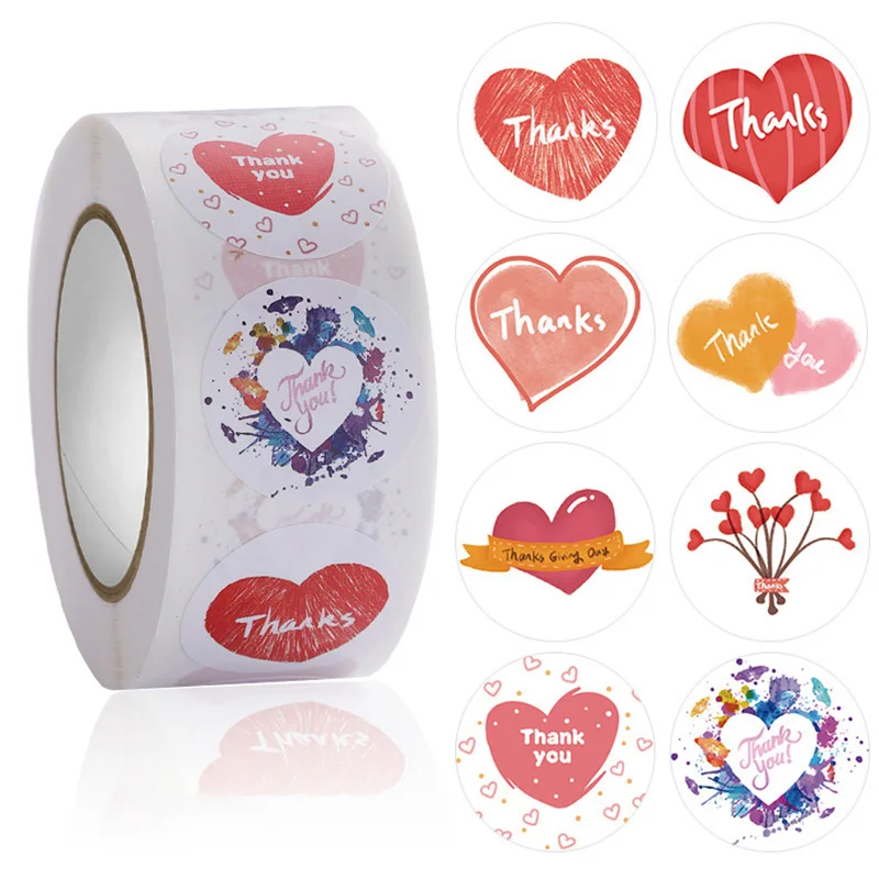 

500Pcs Love Heart Sticker Gifts Box Labels Candy Bag Sealing Label Stickers Valentine's Day Gift DIY Wedding Decoration Supplies