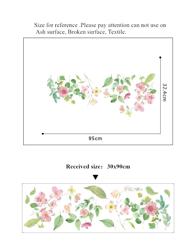 Watercolor Flower Wall Sticker - Bedroom and Living Room Decor - Removable Floral Wall Decal for Girls' Room image 6