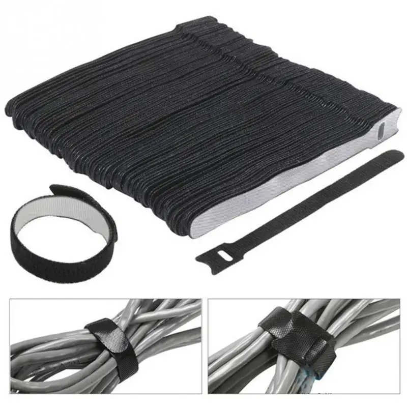 

30pcs 150*20 mm Hook and Loop Cable Tie Reusable nylon Cable Ties with Eyelet Hole Cables organizer sticky straps