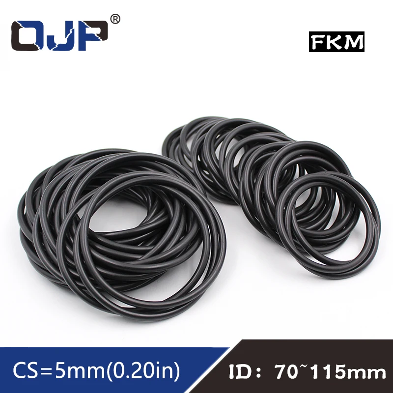 1 шт. фторрезиновое кольцо черное уплотнительное FKM CS5mm OD70/75/80/85/90/95/100/115 мм