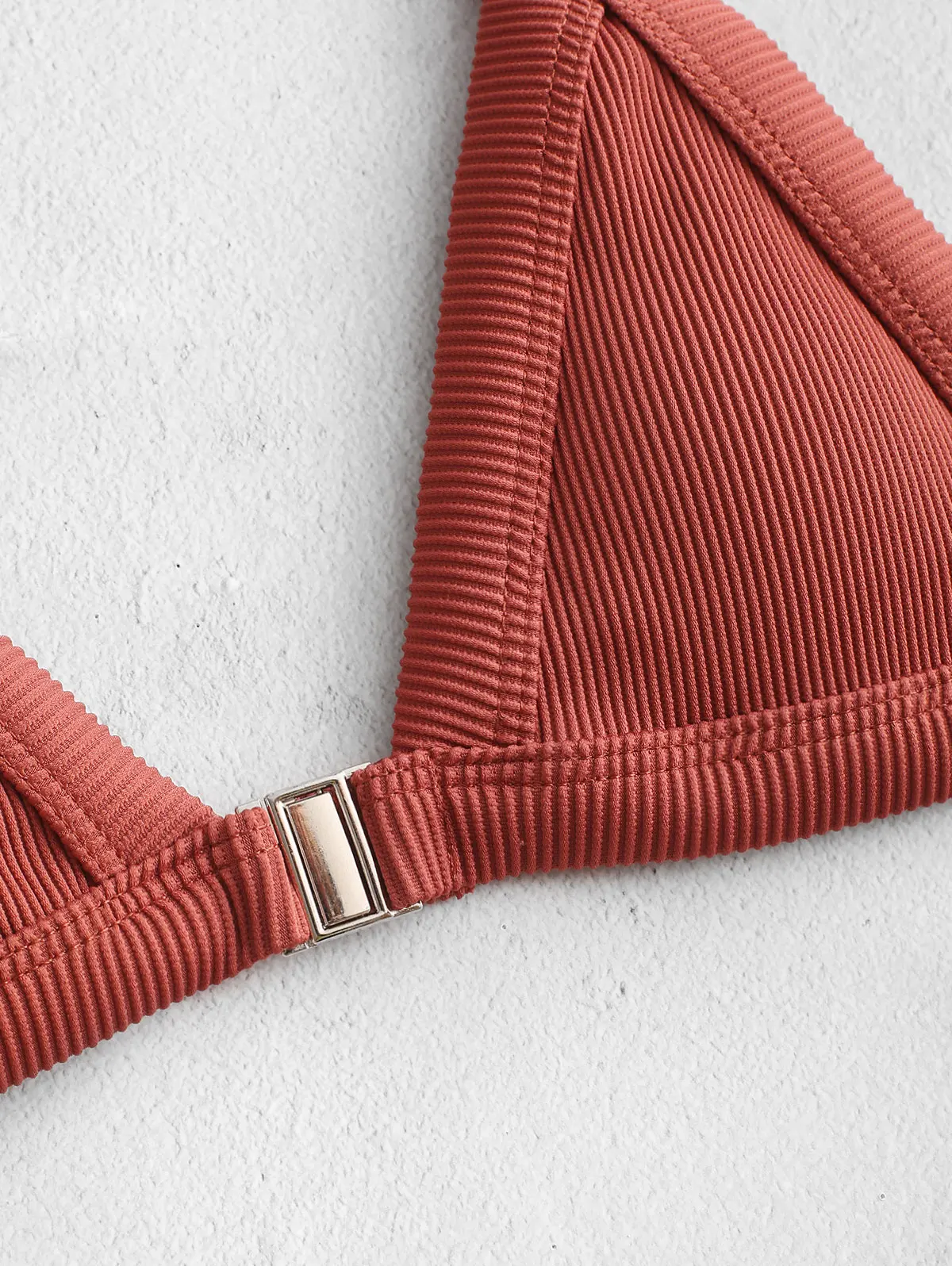 Женский купальник в рубчик с застежкой спереди|Раздельный из двух частей| |