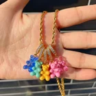 HangZhi новый красочный медведь из смолы жемчуг Циркон смайлик металлическая подвеска цепочка ожерелье 2021 для женщин девушек ювелирные изделия для вечеринок подарки