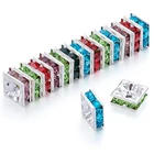 10 шт латунные Стразы разделительные бусины, класс А, квадратные, смешанные цвета, серебристый цвет, размер: около 6x6 мм, толщина 3 мм, отверстие: 1 мм