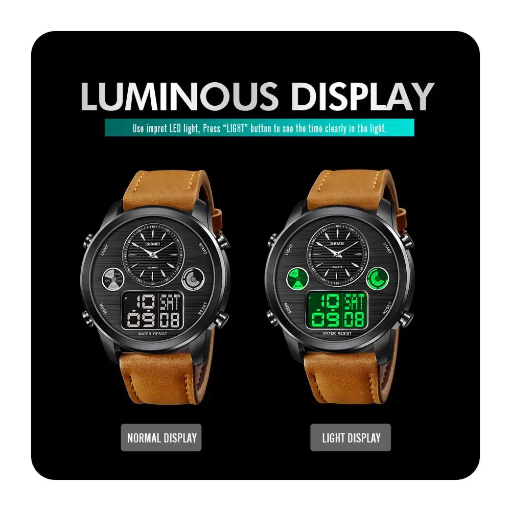 SKMEI Повседневное светодиодный светильник кварцевые часы цифровые спортивные