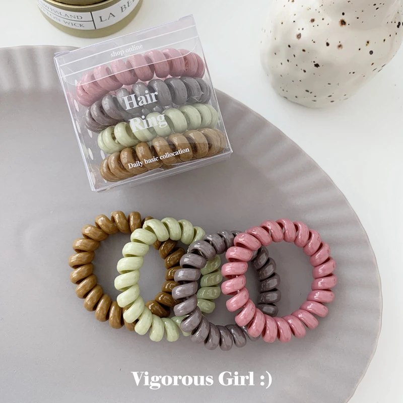 

Fashion Elastic Hair Bands Women Headband Nylon Spiral Hair Bands Girls Telephone Wire Hair ring Ponytail holders Accessories