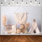 Фон Avezano для фотостудии, фотозона, белая кирпичная стена, ваза, палатка, корзина, портрет новорожденных, Детская фотография, Декор