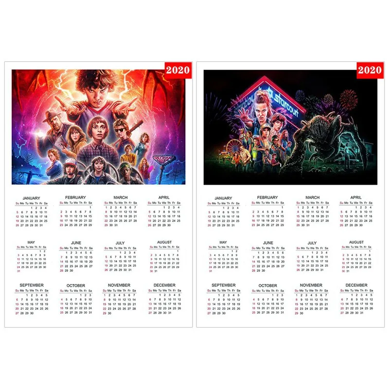 ВИНТАЖНЫЙ ПЛАКАТ с календарем очень странные дела 2020 3 Ретро плаката крафт бумага