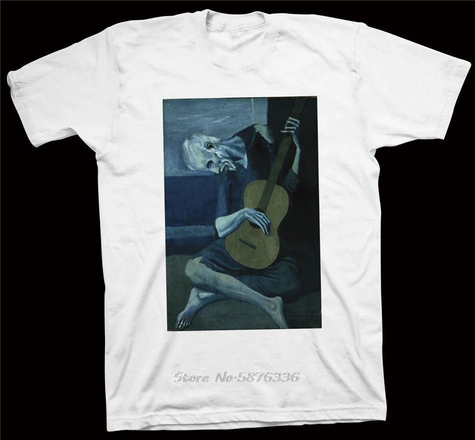Мужская хлопковая футболка с круглым вырезом изображением старых гитаристов бло