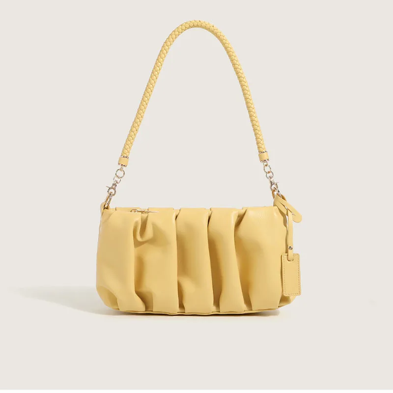 

Women's 2021 Fashion New Shoulder Bag Soft PU Leather Cloud Bag Temperament Folding Armpit Portable Messenger Bag Solid Color