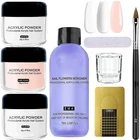 Акриловая пудра для ногтей и жидкость в наборе телесного персикового цвета с блестками набор инструментов мономер набор искусственных кристаллов