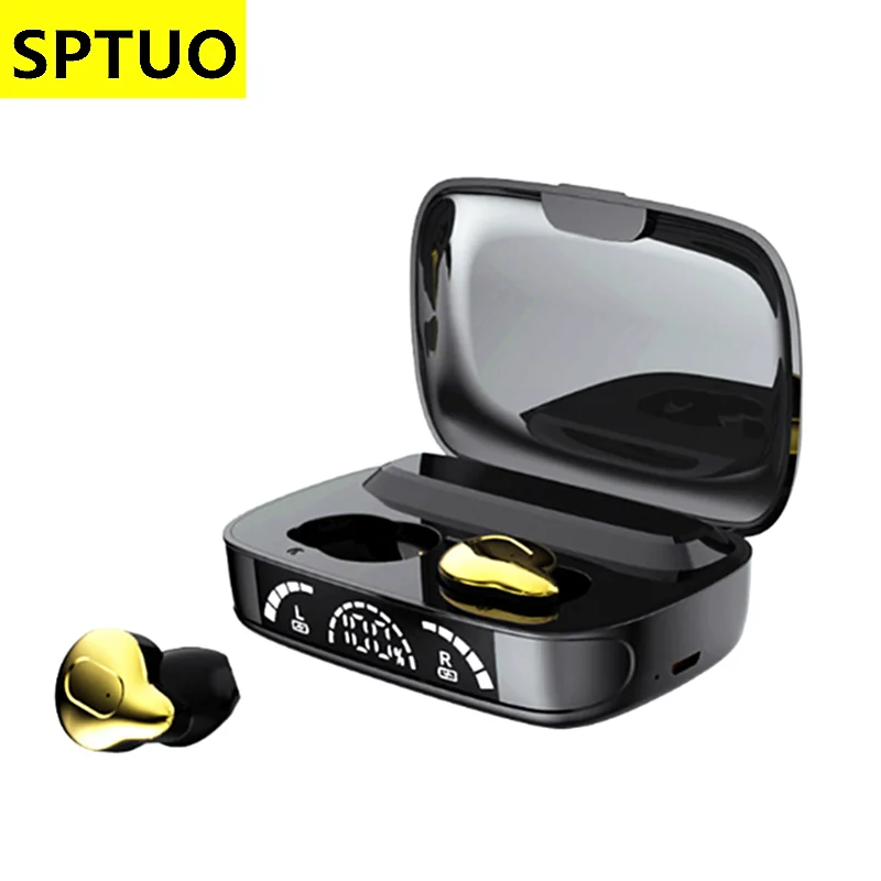 

V5.1 Bluetooth Беспроводной наушники IPX7 Водонепроницаемый сенсорный Bluetooth гарнитуры 2000 мА/ч, Батарея светодиодный Дисплей зарядный чехол
