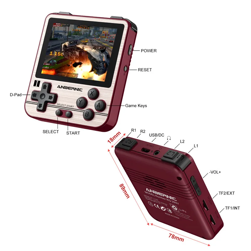 

New RG280V Retro Game Console 2.8" IPS Open Source System For PS1 GBA GB Mini Handheld Game Player Built-in 23000 Games