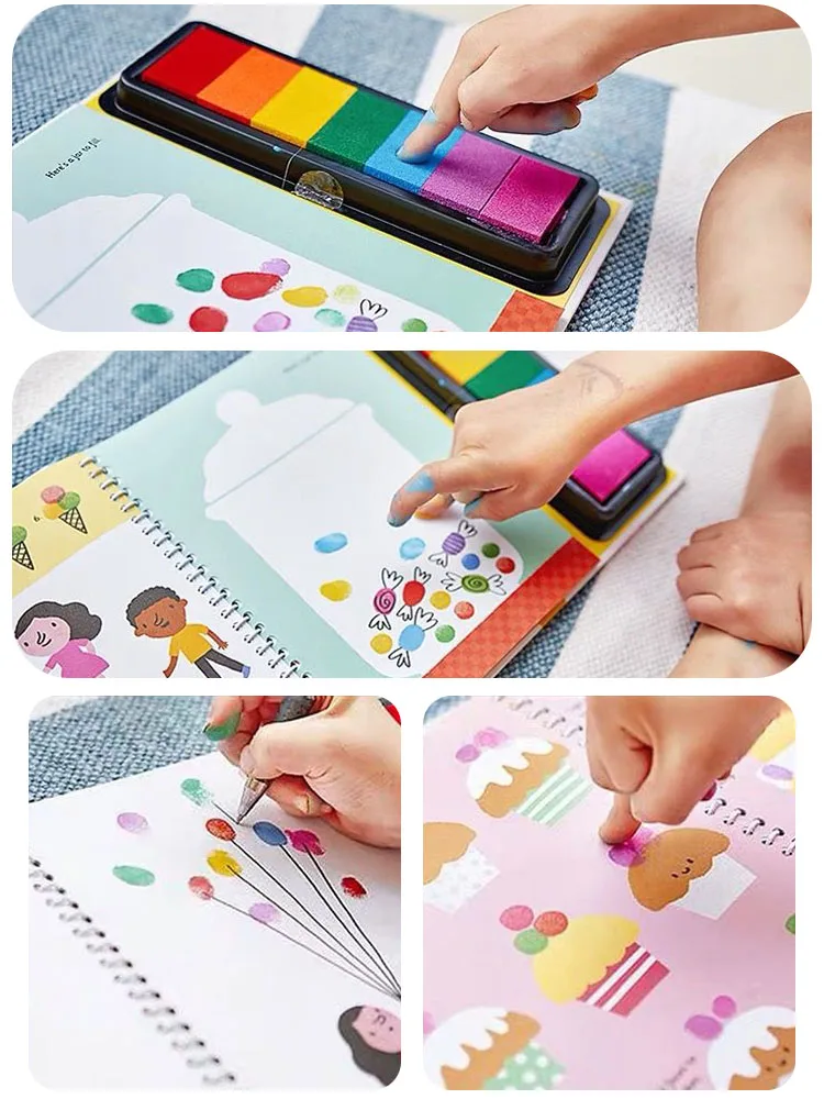 Пальчиковые граффити картина книга пигмент моющиеся Цвет Детские Обучающие