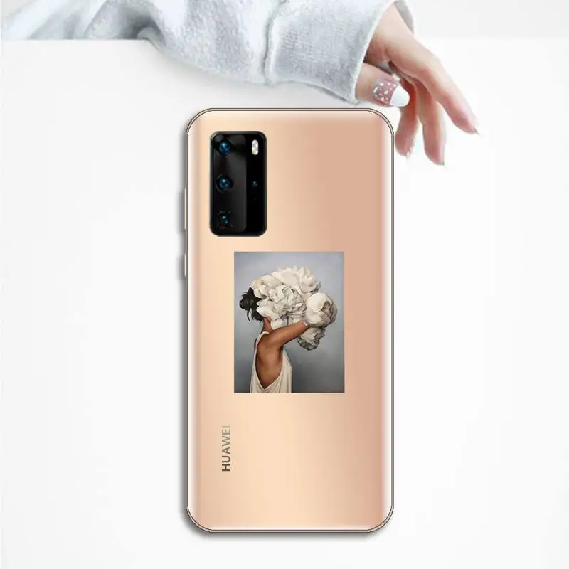

flowers women design fashion painting luxury Phone Case cover Transparent for Huawei P honor 8 10i 20 30 40 smart 2019