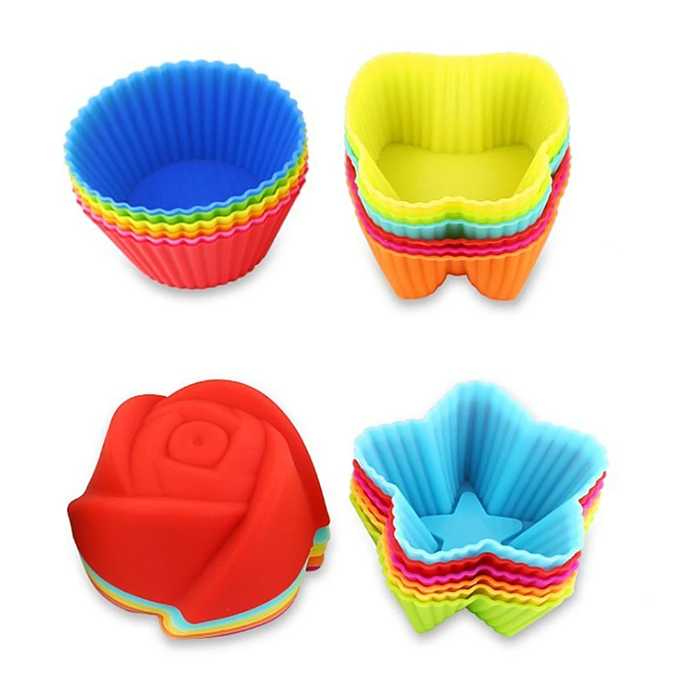 

6pcs/set DIY Muffin Cup Cake Mold Nonstick And Heat Resistant Silicone Cake Molds Kitchen Baking Mould Accessories Tools