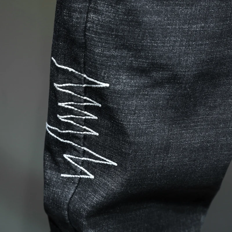 Мужские уличные брюки зимние плотные теплые простые облегающие джинсы-шаровары