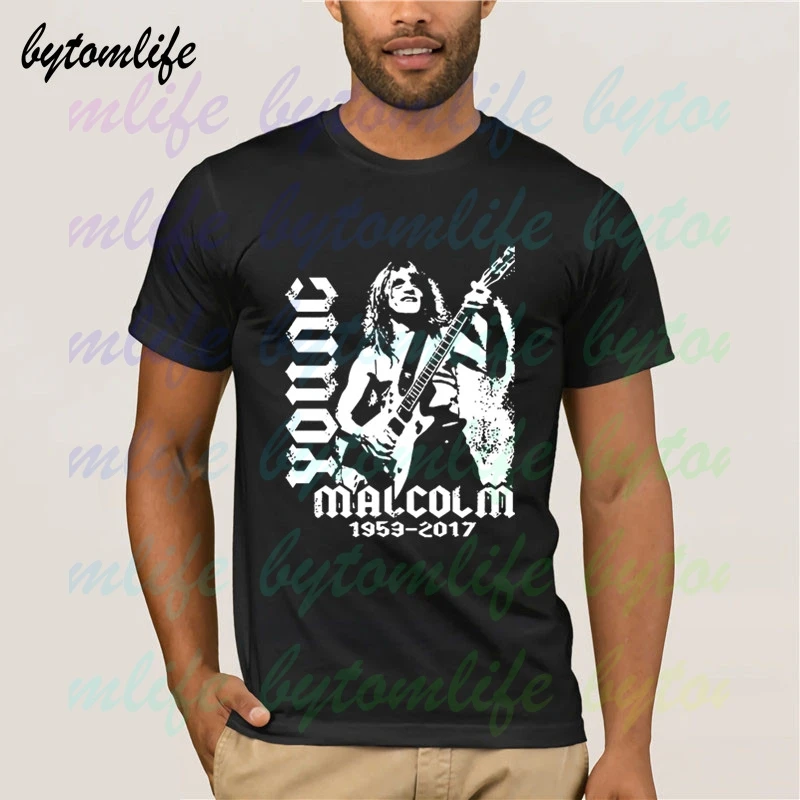 Malcolm Young AC DC Футболка Хард Рок мужская летняя 100% хлопок короткий рукав Популярные