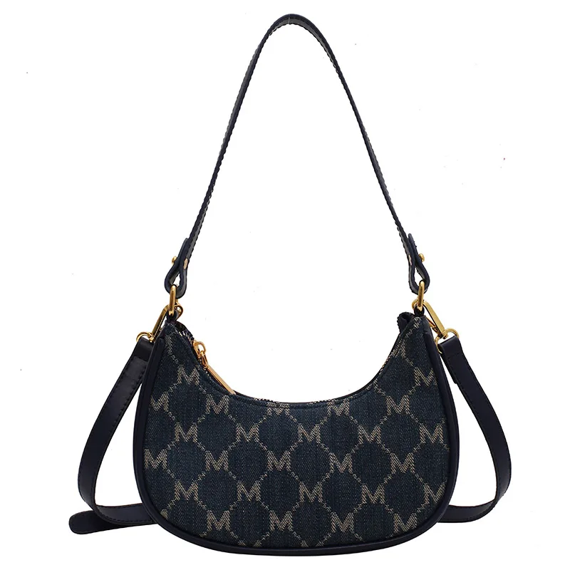 

Vintage Letter Printing Half-Moon Crossbody Bags Shoulder Fashion Purses and Handbag Women Jacquard Cloth Designer Bags Luxury