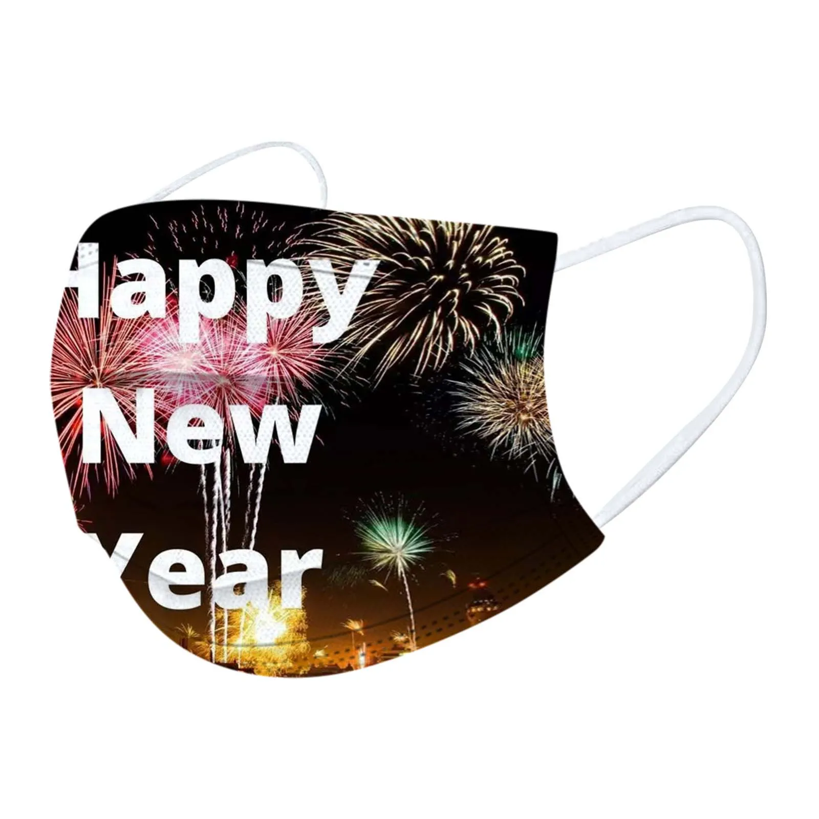 

40PCS Adult 2021 Happy New Year Printing Mask Boe narodzenie 3-layer Protective Disposable Face Mask mascarillas reutilizables