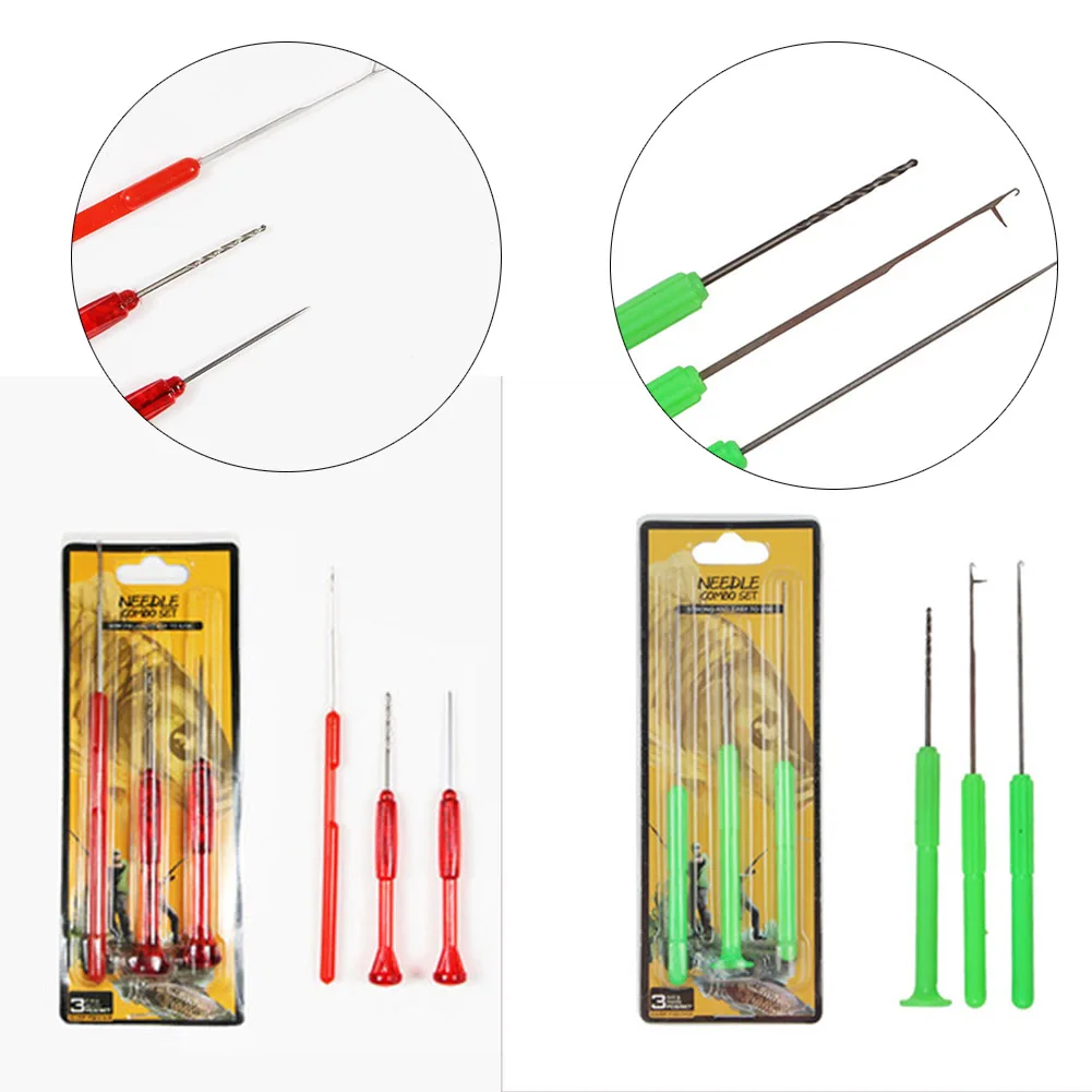 

3PCS Carp Fishing Baiting Rig Tool Set Bait Needle Drill Puller Stringer