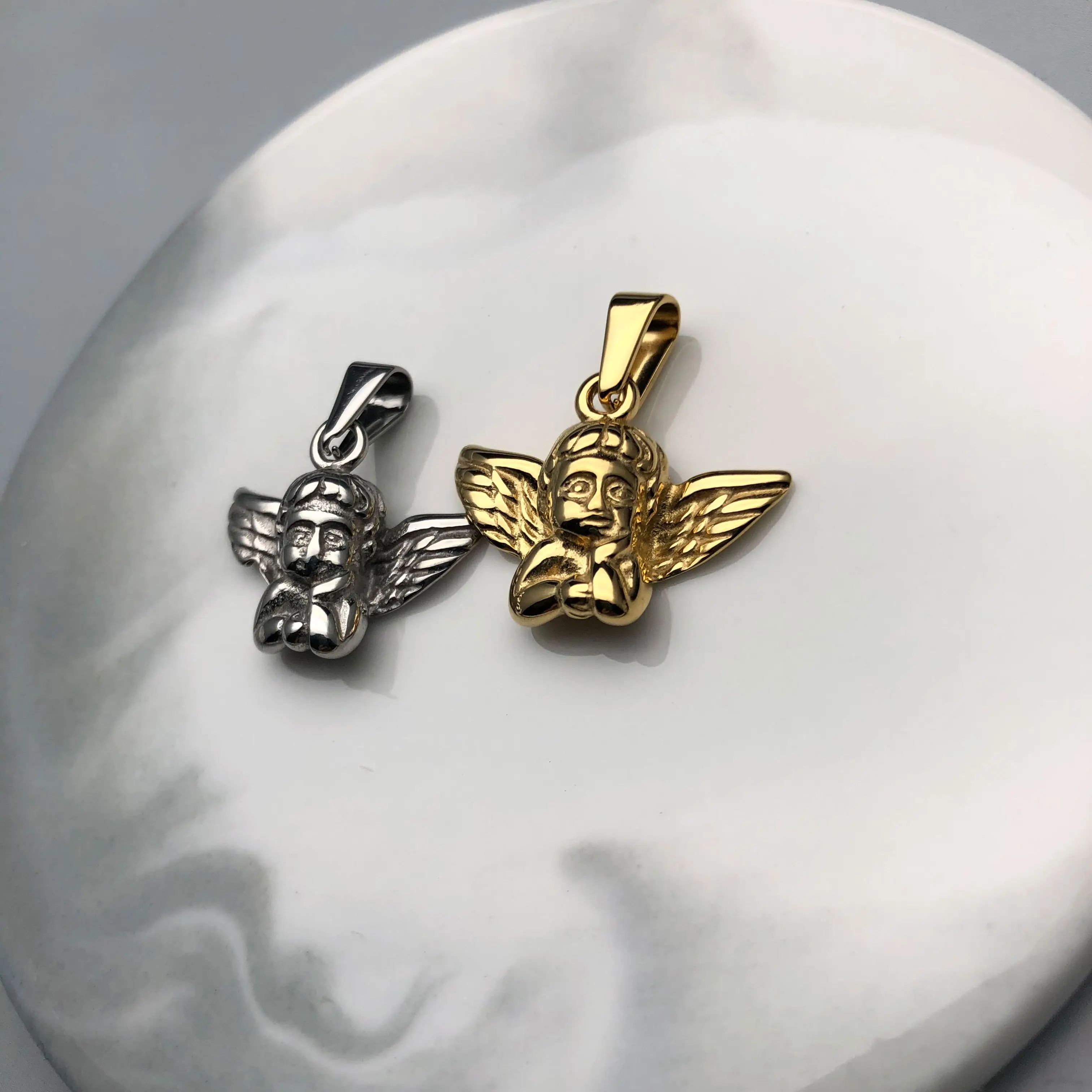 Золотое ожерелье в виде Ангела из нержавеющей стали ювелирные изделия стиле