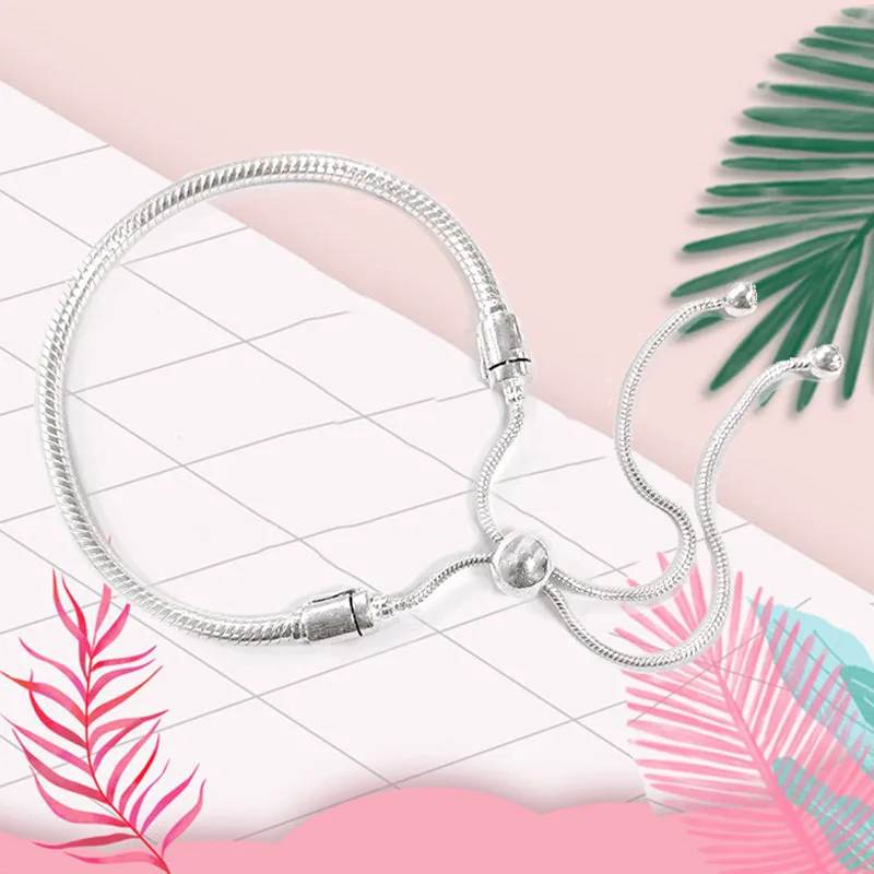 Boosbiy Высокое качество Посеребренная круглая цепочка змейка Шарм Браслеты DIY