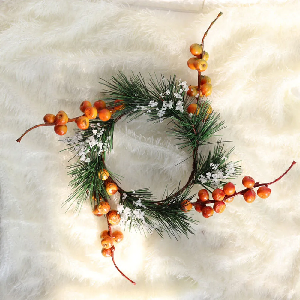 Рождественские искусственные ветки ягод цветы декоративный венок красная