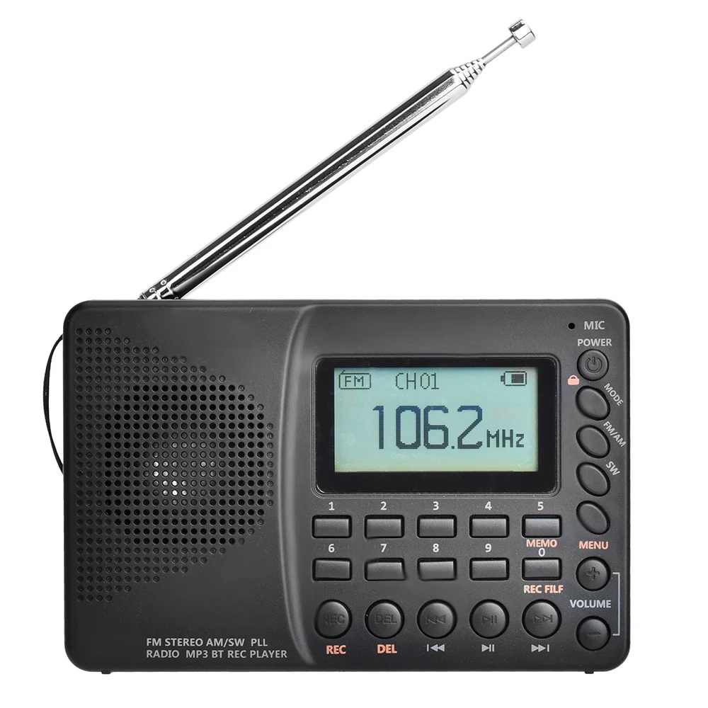 K-603 Полнодиапазонный радио Bluetooth FM AM SW Портативный Карманный Радио MP3 Цифровой REC рекордер поддержка Micro SD TF карты таймер сна