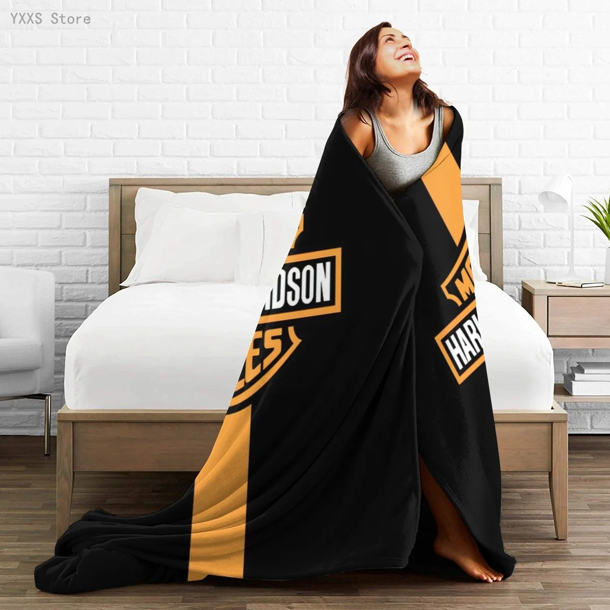 

Harley-Davidson 3D Cartoon Sherpa Blanket Warm Super Soft Flannel Office Nap Bedspread Sofa Bedding Plush Quilt Plaids 291777452