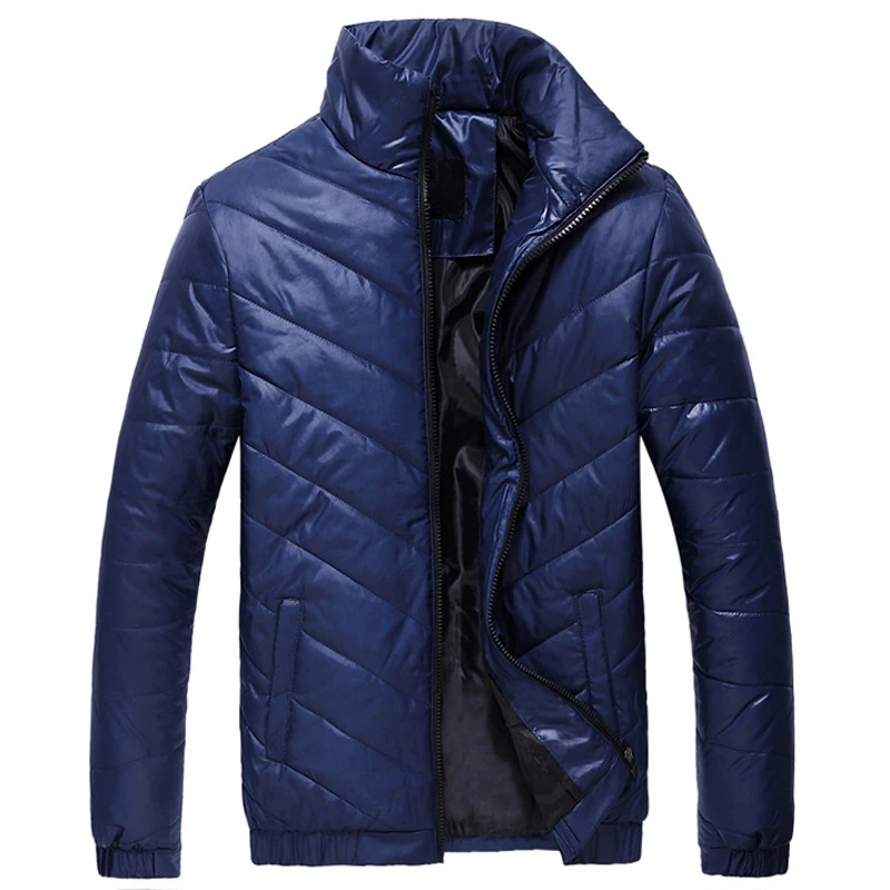 CovrlgeBrand Men Parka Cotton Padded Winter Jacket Coat mens warm jacket Solid color Stand Collar Zipper Thick Coat Men MWM073