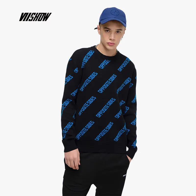 Viishow мужской свитер с буквенным принтом и круглым вырезом бренд Pull Homme Hiver новинка